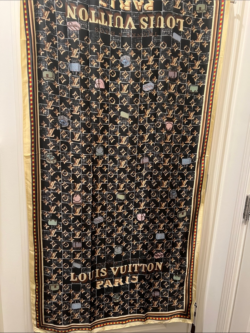 Louis Vuitton Black & Gold Monogram Scarf